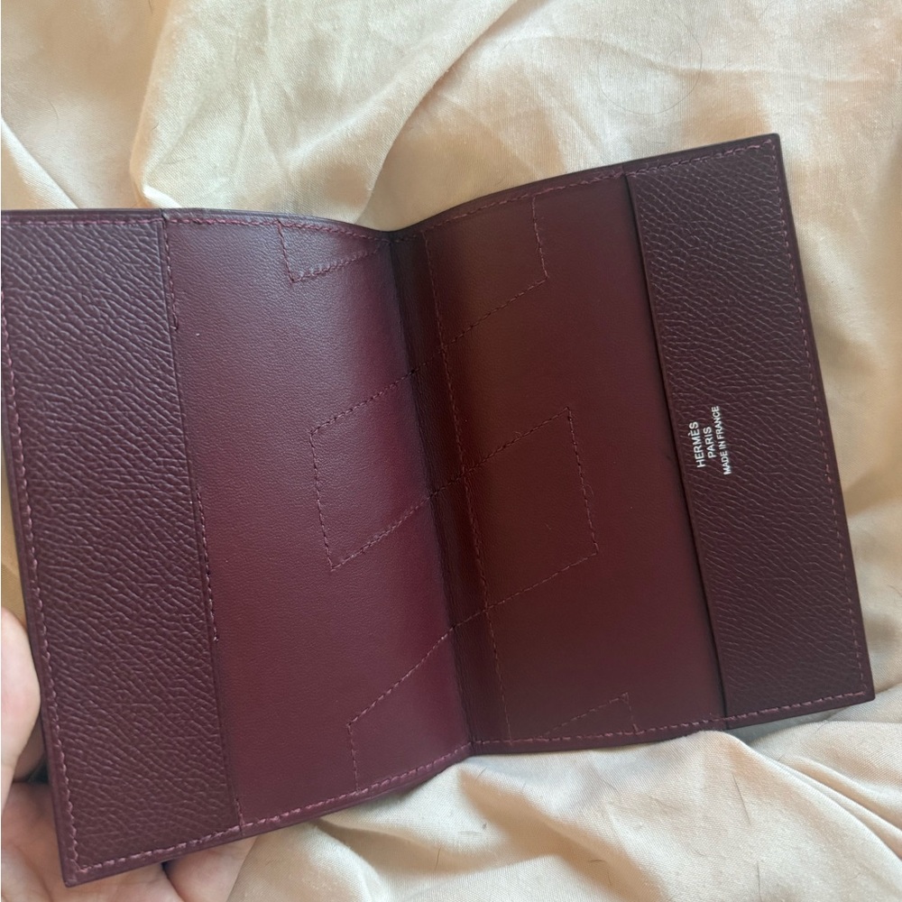 Hermes Brown and Burgundy H-Tag Passport Holder - Picture 3 of 10